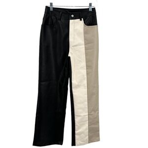 Bailey Rose High Rise Two Tone Wide Leg Glossy Stretch Retro Goth Women Sz S